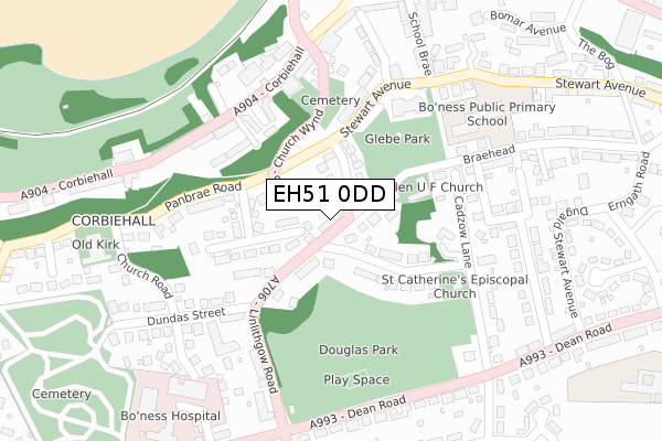 EH51 0DD map - large scale - OS Open Zoomstack (Ordnance Survey)