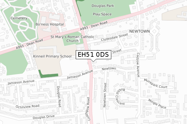 EH51 0DS map - large scale - OS Open Zoomstack (Ordnance Survey)