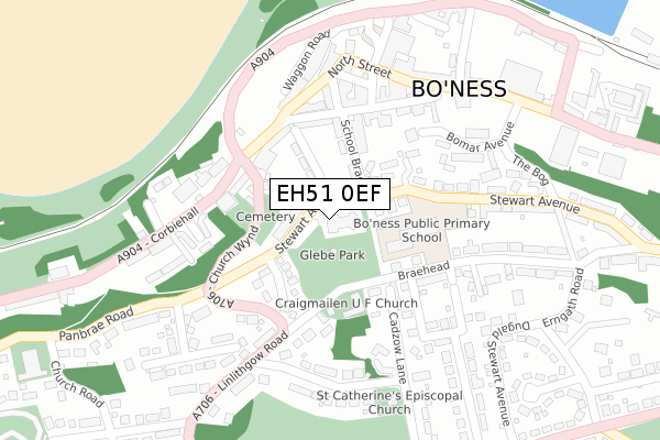 EH51 0EF map - large scale - OS Open Zoomstack (Ordnance Survey)