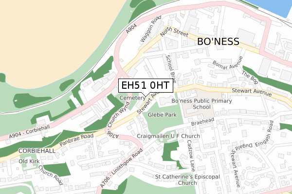 EH51 0HT map - large scale - OS Open Zoomstack (Ordnance Survey)