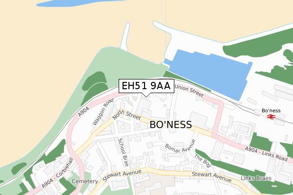 EH51 9AA map - large scale - OS Open Zoomstack (Ordnance Survey)