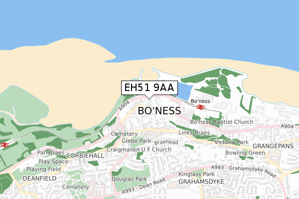 EH51 9AA map - small scale - OS Open Zoomstack (Ordnance Survey)