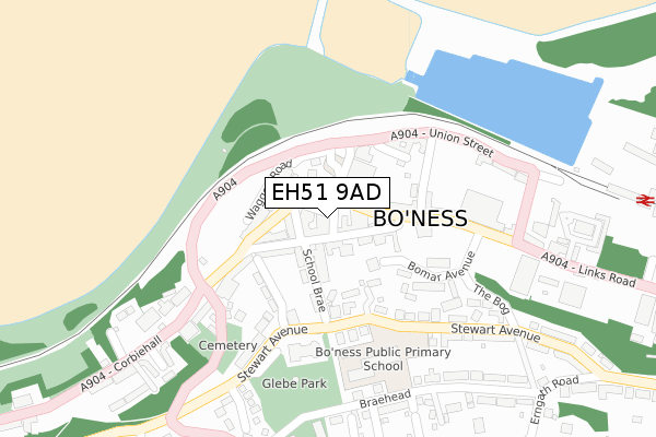 EH51 9AD map - large scale - OS Open Zoomstack (Ordnance Survey)