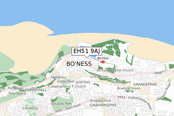 EH51 9AJ map - small scale - OS Open Zoomstack (Ordnance Survey)