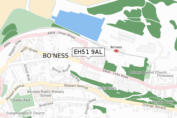 EH51 9AL map - large scale - OS Open Zoomstack (Ordnance Survey)