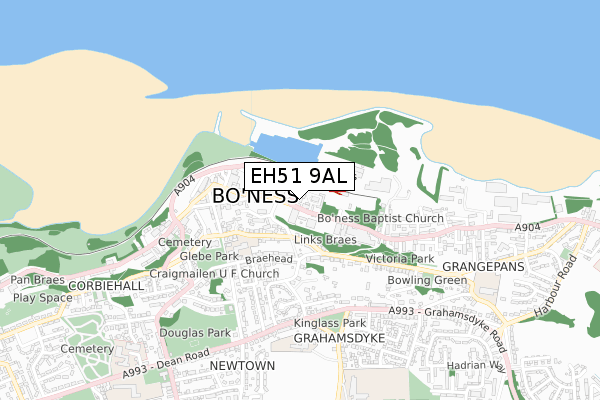 EH51 9AL map - small scale - OS Open Zoomstack (Ordnance Survey)