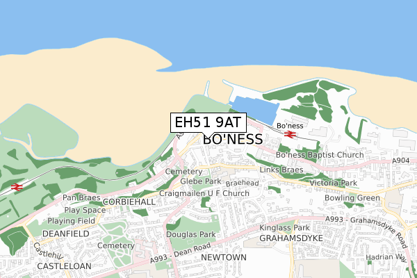 EH51 9AT map - small scale - OS Open Zoomstack (Ordnance Survey)