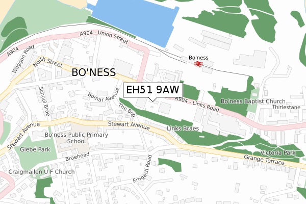 EH51 9AW map - large scale - OS Open Zoomstack (Ordnance Survey)