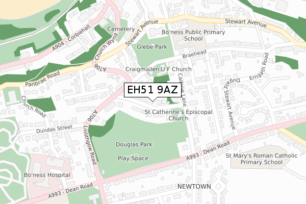 EH51 9AZ map - large scale - OS Open Zoomstack (Ordnance Survey)