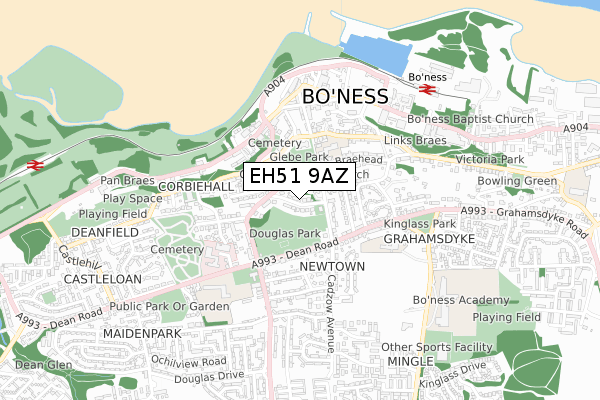 EH51 9AZ map - small scale - OS Open Zoomstack (Ordnance Survey)