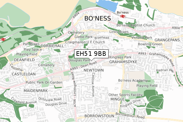 EH51 9BB map - small scale - OS Open Zoomstack (Ordnance Survey)