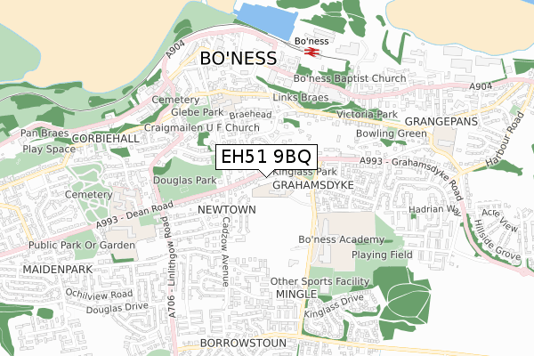 EH51 9BQ map - small scale - OS Open Zoomstack (Ordnance Survey)