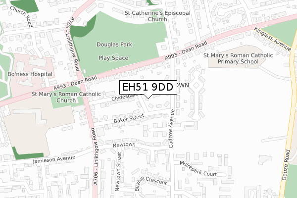 EH51 9DD map - large scale - OS Open Zoomstack (Ordnance Survey)
