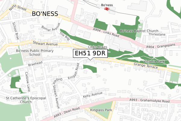 EH51 9DR map - large scale - OS Open Zoomstack (Ordnance Survey)