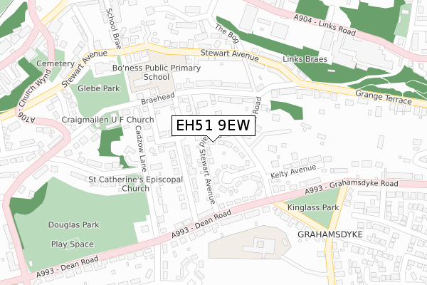 EH51 9EW map - large scale - OS Open Zoomstack (Ordnance Survey)