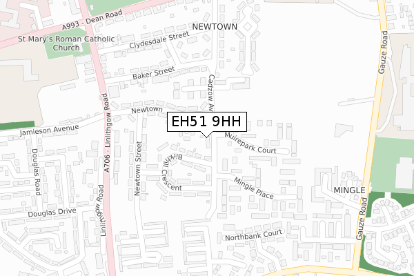 EH51 9HH map - large scale - OS Open Zoomstack (Ordnance Survey)