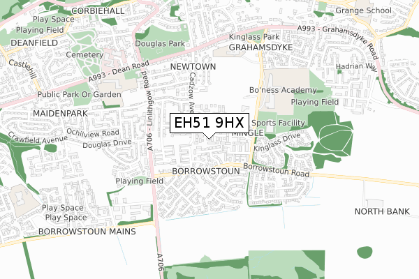 EH51 9HX map - small scale - OS Open Zoomstack (Ordnance Survey)