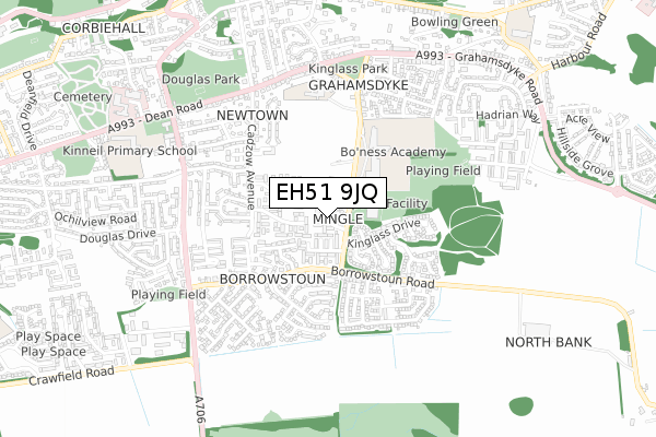 EH51 9JQ map - small scale - OS Open Zoomstack (Ordnance Survey)