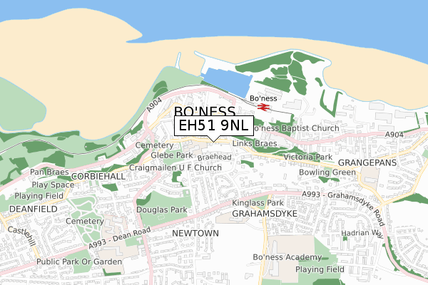 EH51 9NL map - small scale - OS Open Zoomstack (Ordnance Survey)