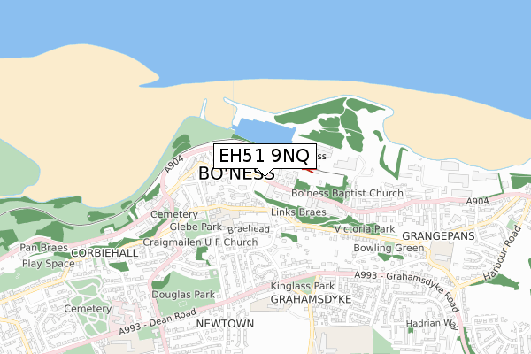 EH51 9NQ map - small scale - OS Open Zoomstack (Ordnance Survey)