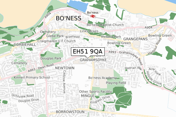 EH51 9QA map - small scale - OS Open Zoomstack (Ordnance Survey)