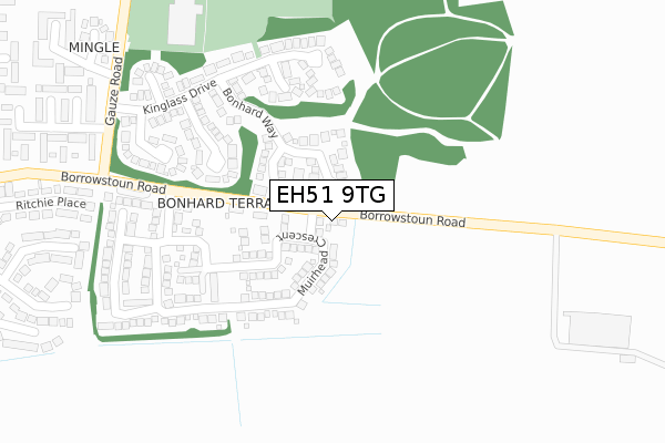 EH51 9TG map - large scale - OS Open Zoomstack (Ordnance Survey)