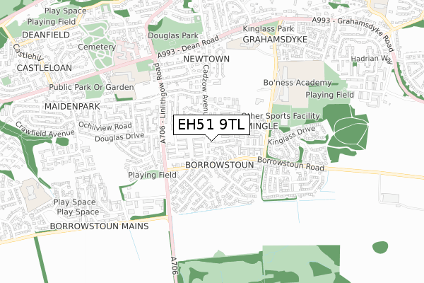 EH51 9TL map - small scale - OS Open Zoomstack (Ordnance Survey)