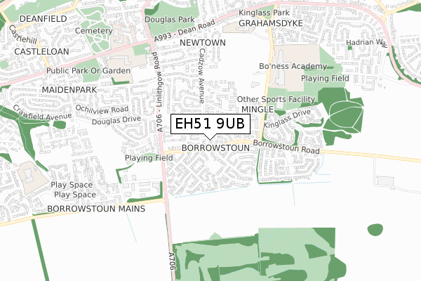 EH51 9UB map - small scale - OS Open Zoomstack (Ordnance Survey)