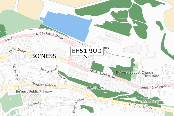 EH51 9UD map - large scale - OS Open Zoomstack (Ordnance Survey)