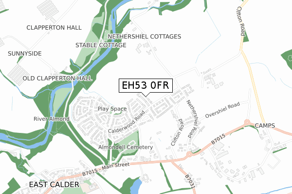 EH53 0FR map - small scale - OS Open Zoomstack (Ordnance Survey)