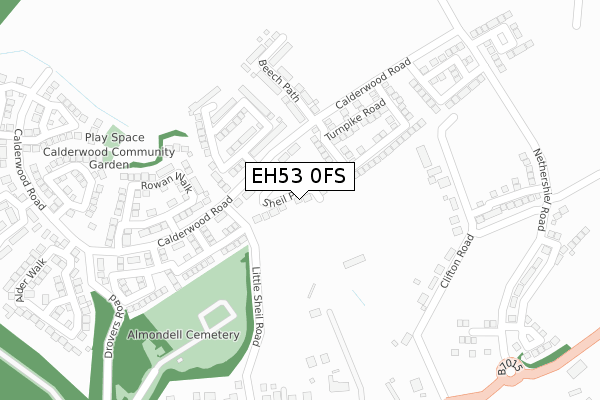 EH53 0FS map - large scale - OS Open Zoomstack (Ordnance Survey)