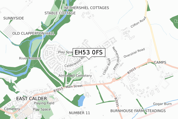 EH53 0FS map - small scale - OS Open Zoomstack (Ordnance Survey)