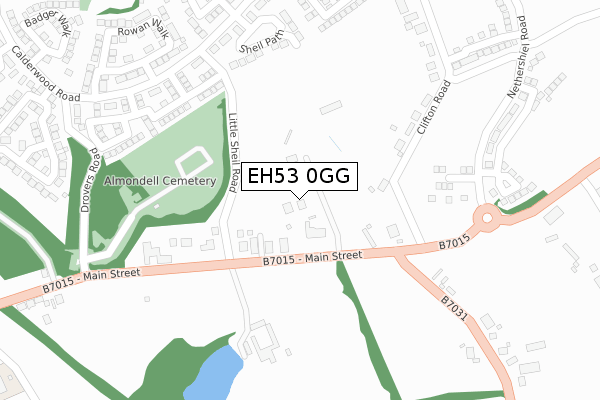 EH53 0GG map - large scale - OS Open Zoomstack (Ordnance Survey)