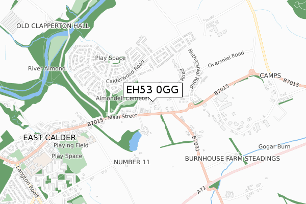 EH53 0GG map - small scale - OS Open Zoomstack (Ordnance Survey)