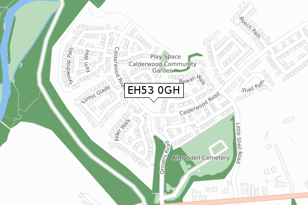 EH53 0GH map - large scale - OS Open Zoomstack (Ordnance Survey)