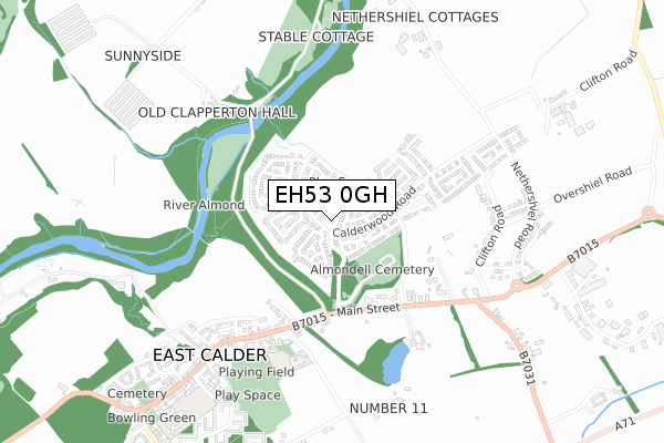 EH53 0GH map - small scale - OS Open Zoomstack (Ordnance Survey)