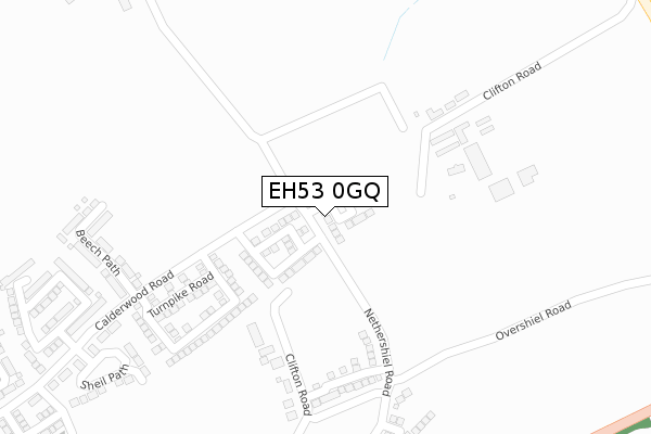 EH53 0GQ map - large scale - OS Open Zoomstack (Ordnance Survey)