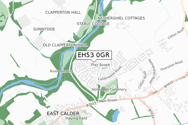 EH53 0GR map - small scale - OS Open Zoomstack (Ordnance Survey)