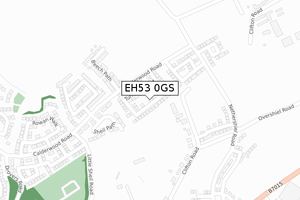 EH53 0GS map - large scale - OS Open Zoomstack (Ordnance Survey)