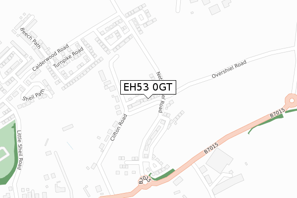 EH53 0GT map - large scale - OS Open Zoomstack (Ordnance Survey)