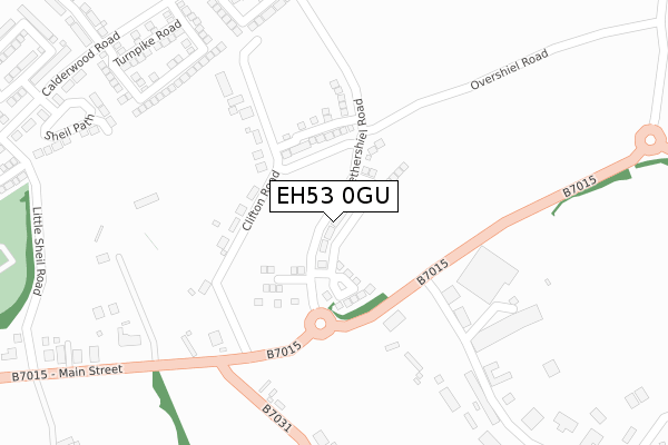 EH53 0GU map - large scale - OS Open Zoomstack (Ordnance Survey)