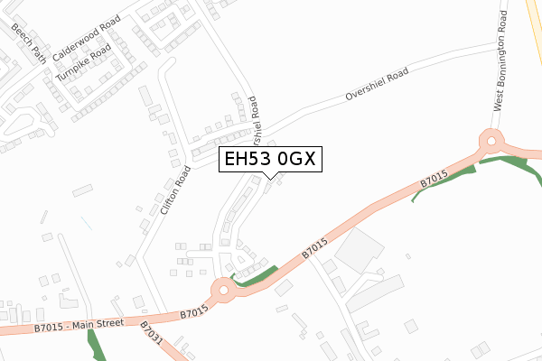 EH53 0GX map - large scale - OS Open Zoomstack (Ordnance Survey)