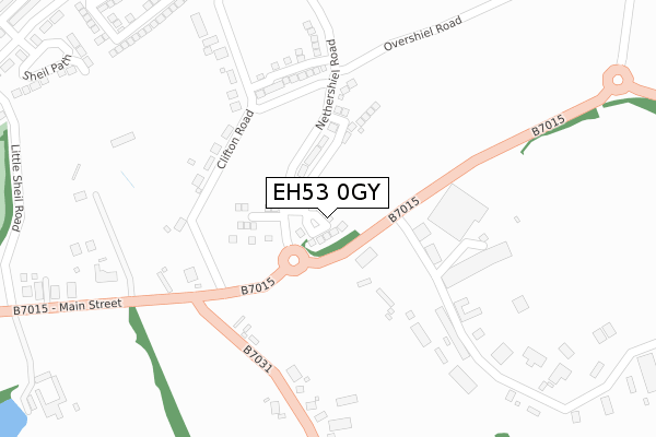 EH53 0GY map - large scale - OS Open Zoomstack (Ordnance Survey)