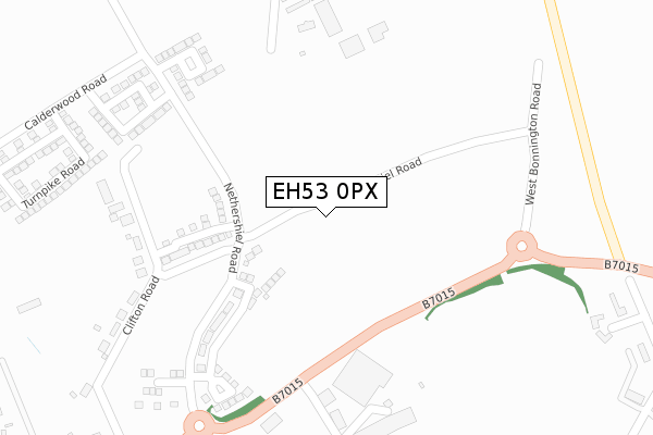 EH53 0PX map - large scale - OS Open Zoomstack (Ordnance Survey)