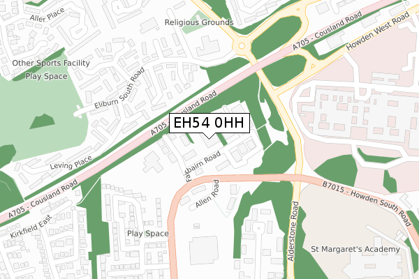 EH54 0HH map - large scale - OS Open Zoomstack (Ordnance Survey)