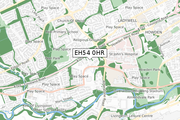 EH54 0HR map - small scale - OS Open Zoomstack (Ordnance Survey)
