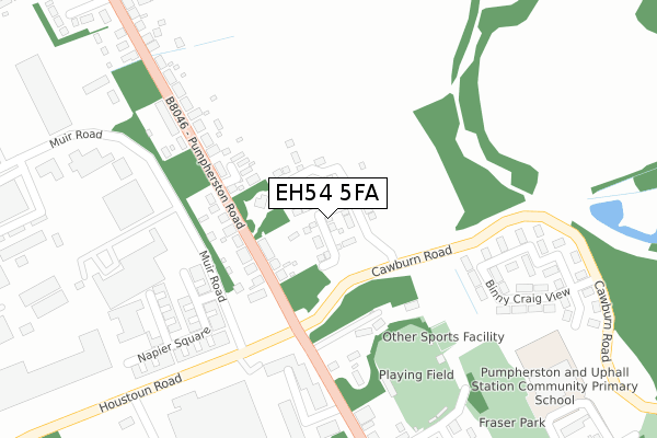 EH54 5FA map - large scale - OS Open Zoomstack (Ordnance Survey)