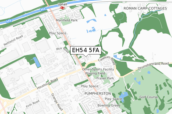 EH54 5FA map - small scale - OS Open Zoomstack (Ordnance Survey)