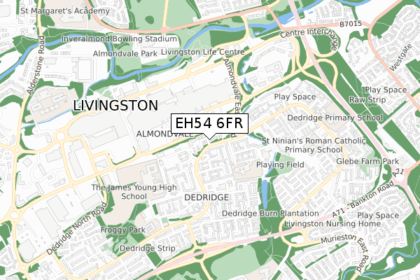 EH54 6FR map - small scale - OS Open Zoomstack (Ordnance Survey)