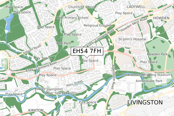 EH54 7FH map - small scale - OS Open Zoomstack (Ordnance Survey)